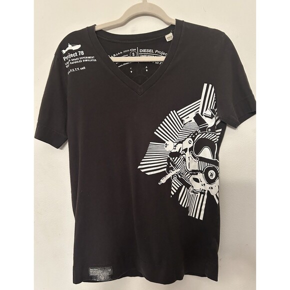 Diesel Project 78 Liquid Space Black  SS T Shirt Front And Back Womens Small - Picture 1 of 6